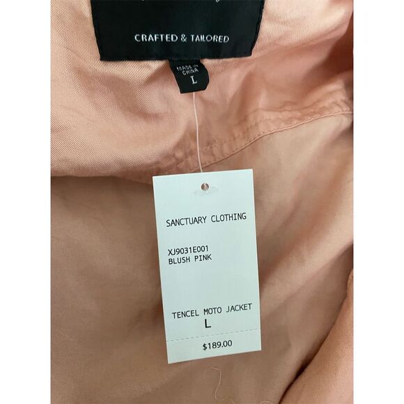 Sanctuary Anthropologie Moto Jacket Size L Blush Pink Zip Casual NWT 2011 - Picture 10 of 13